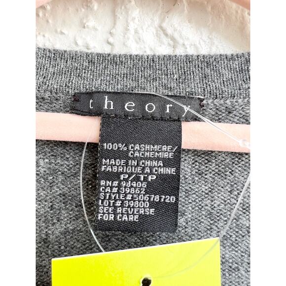 Theory Long Sleeve 100% Cashmere Open Front Cardigan Sweater Gray Women's P/TP - Picture 4 of 5